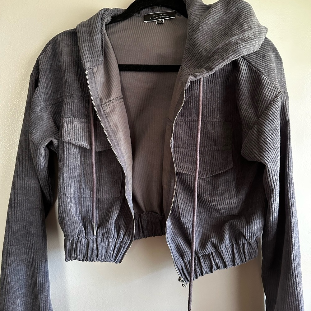 Blue Blush Corduroy Women's cropped Jacket